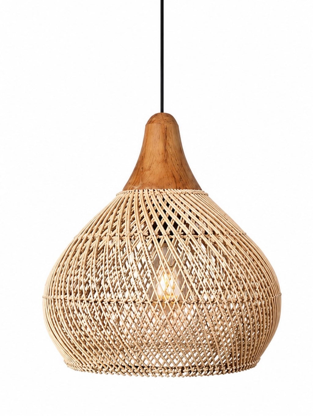 Suspension Rotin tressé et Bois