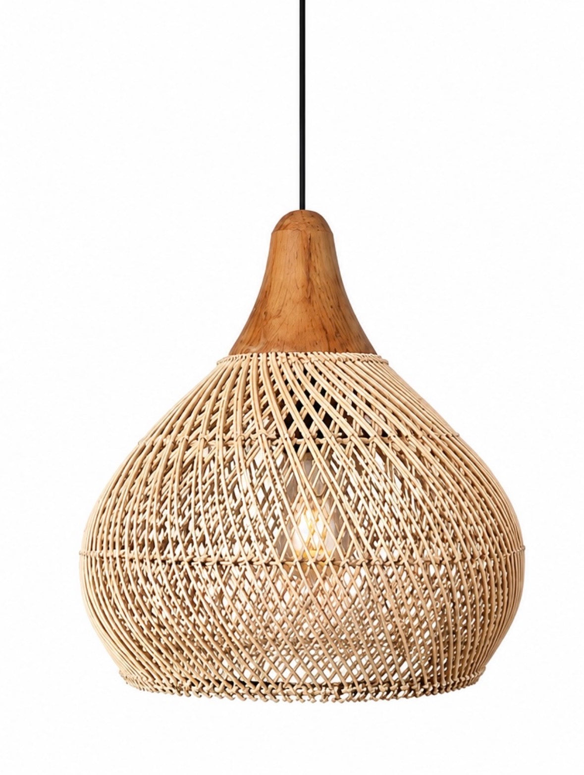 Suspension Rotin tressé et Bois