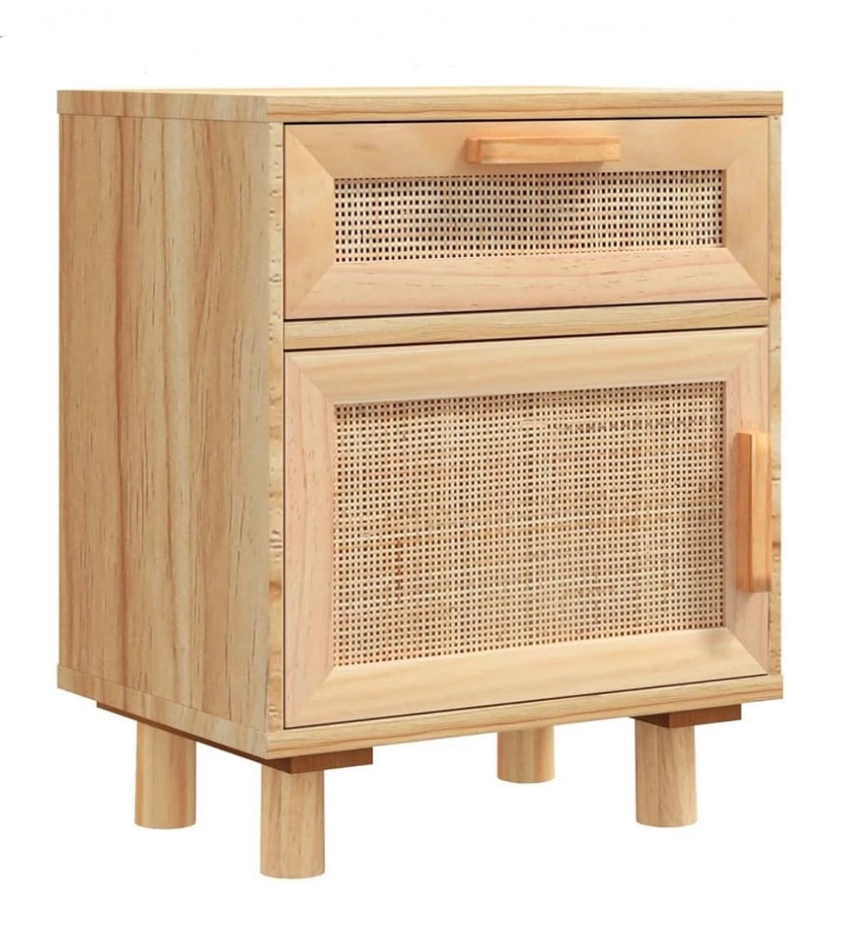 Table de Chevet en Rotin et Bois