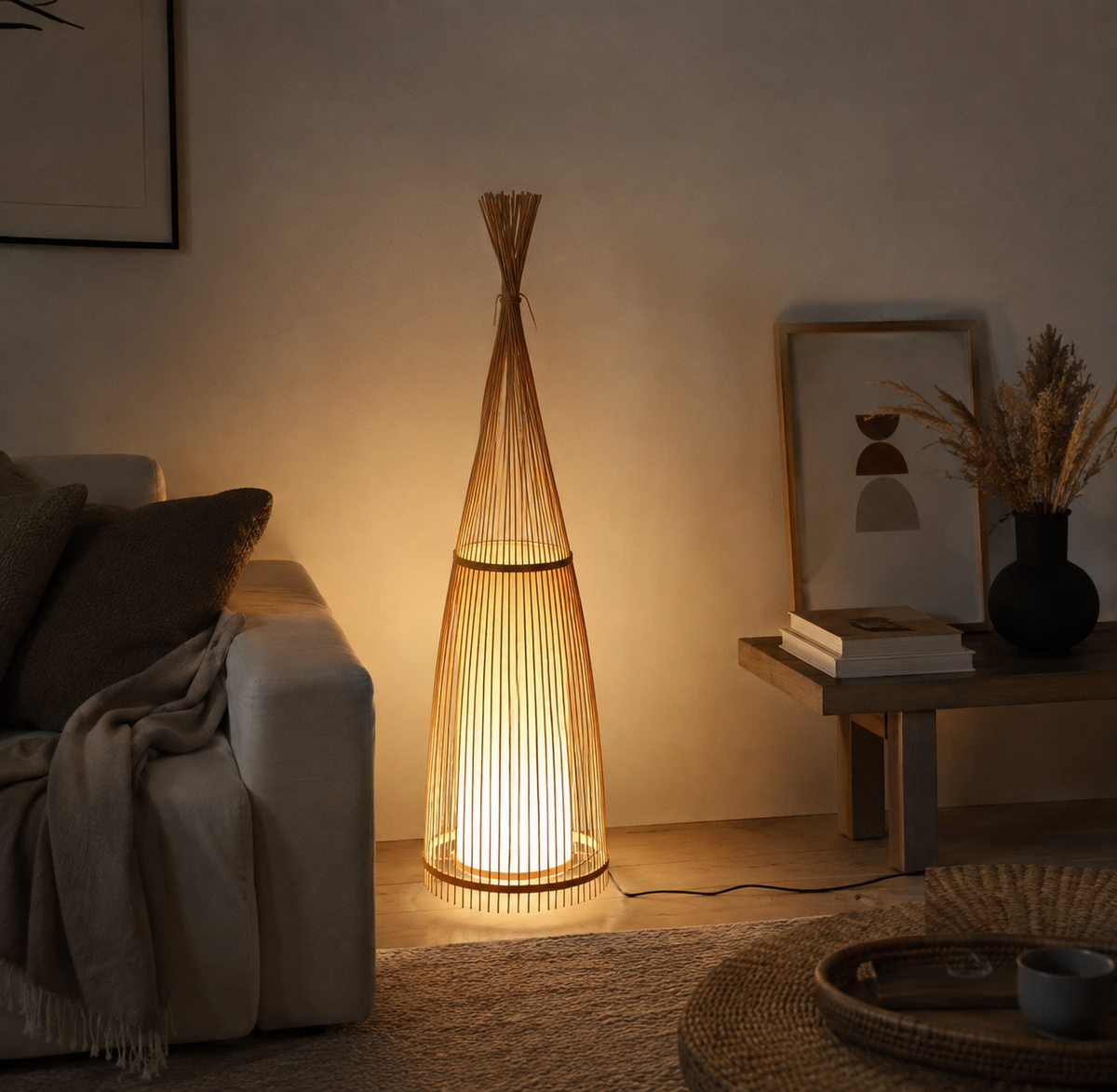 Lampadaire Rotin Salon