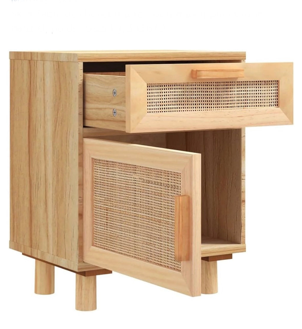 Table de Chevet en Rotin et Bois