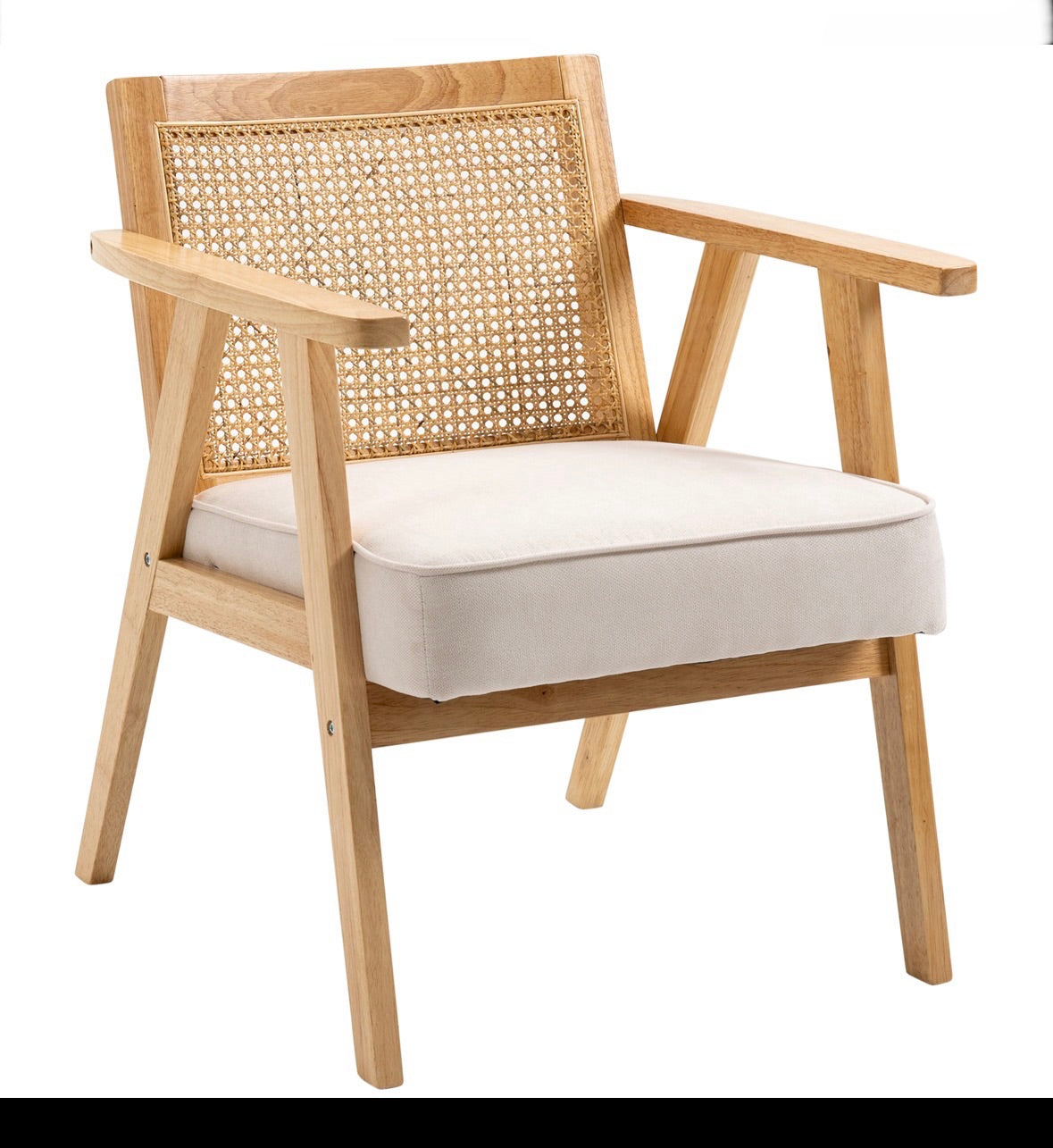 Fauteuil Lounge en Rotin et Bois