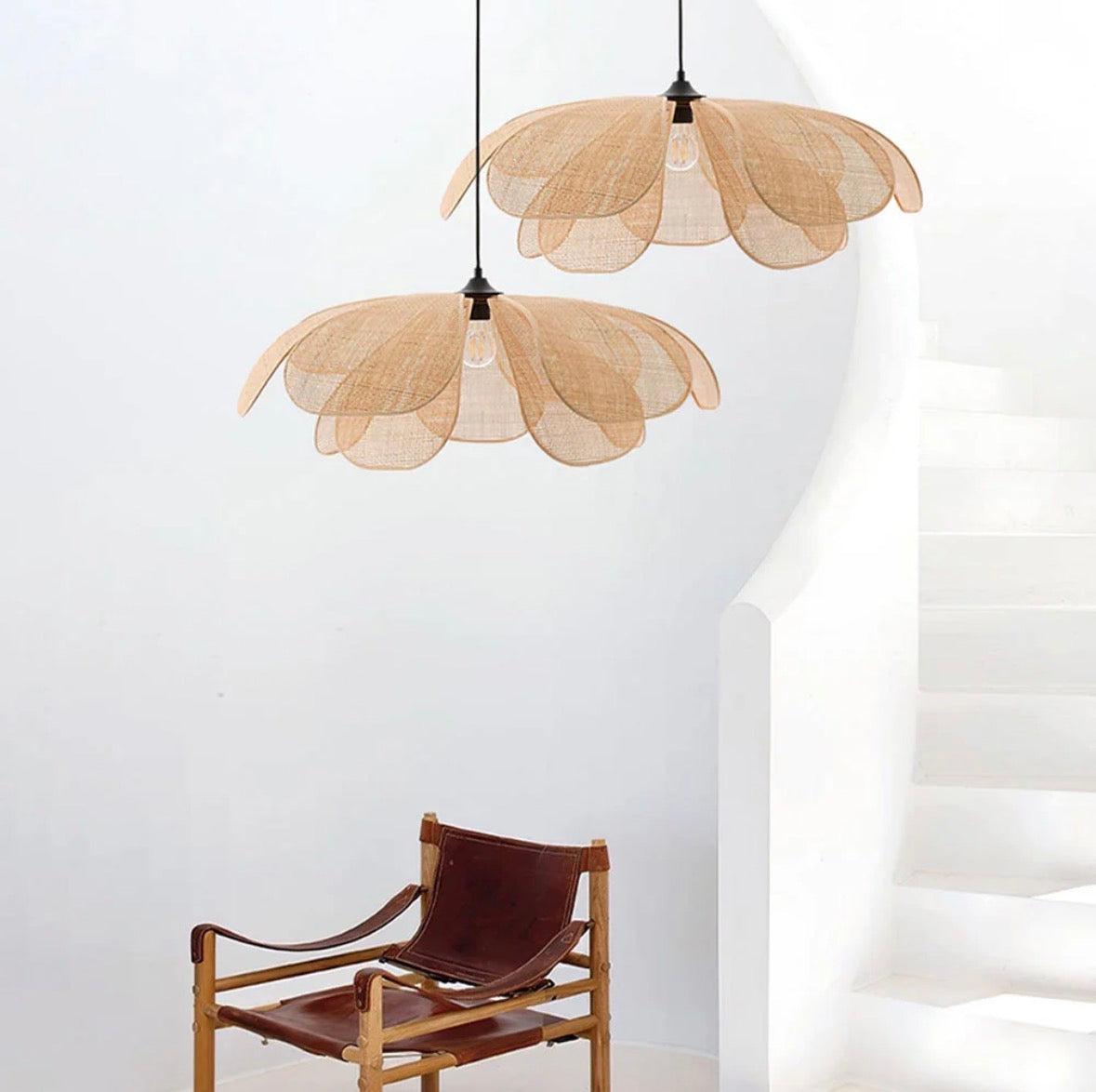 Suspension Rotin Fleur