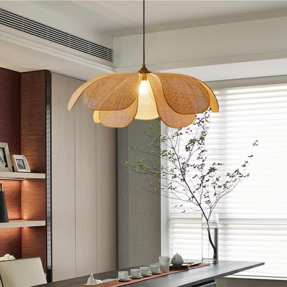 Suspension Rotin Fleur