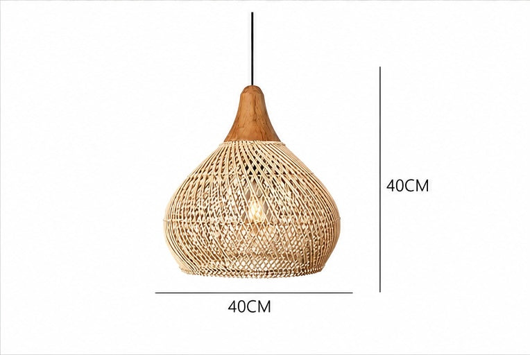 Suspension Rotin tressé et Bois