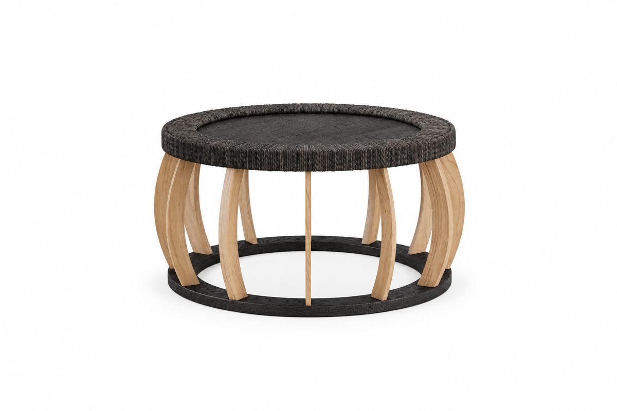Table basse Ronde en Rotin et Bois massif